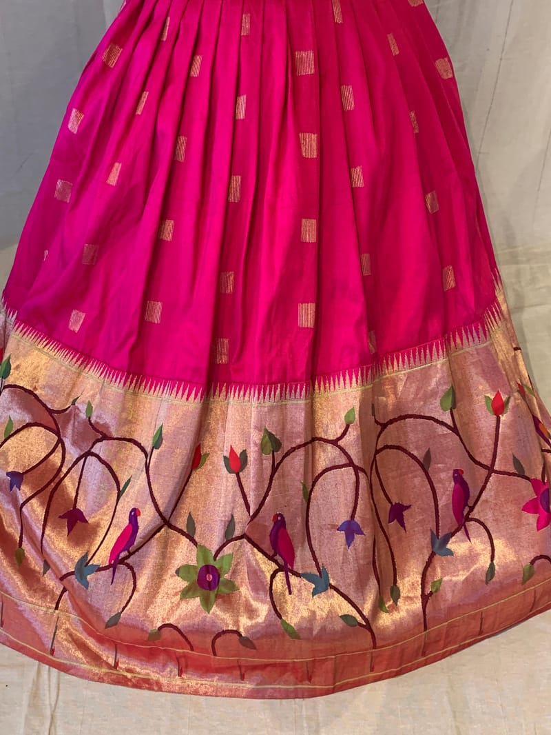 Dark Pink Pure Paithani stitched lehanga : S62F136