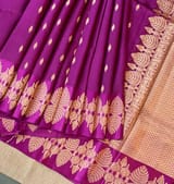Purple Poona Silk Saree with heavy weaving open Mashru border