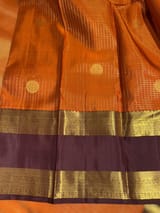 Rust Orange & coffee brown combo Kanchipuram Vintage checks  Saree SS50168
