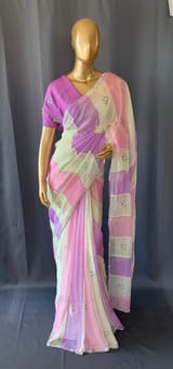 Multi colour Georgette Saree with handwork