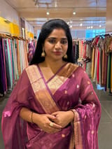 Wine Banarasi handloom tissue saree