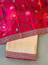 Peach & Reddish Pink Combo Banarasi Tissue Brocade saree SS50216
