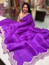Purple Pure Organza Handwork Saree with heavy Designer Blouse SS50598