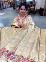 Gold Kanjeevaram Tissue Sareewith petite point embroidery : D62F087