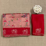 Red Premium Handloom Designer Tissue saree with exquisite embroidery