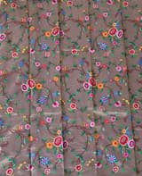 Lilac Tissue Stripes Saree with petite point Embroidered tissue border and blouse
