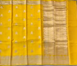 Yellow Poona Silk Saree in Monotone Look with heavy weaving borders & kaduwa woven motifs.