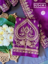 Purple Banarasi Silk Saree with Handwork D62F001