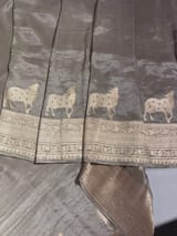 Olive Designer Banarasi Munga Tissue Saree with pichwai weaving