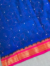 Blue Pure handloom Bandhini paithani saree SS50376