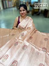 Light Peach Banarasi Handloom Dupion Rawsilk Saree : S62F106