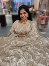 Nude tissue saree with heavy allover intricate handwork SS50243