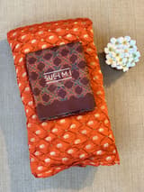 Rust Orange Banarasi Bandhej Silk saree : D62F013