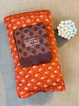 Rust Orange Banarasi Bandhej Silk saree : D62F013