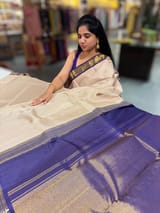 Ivory checks kanjeevaram saree SS50147