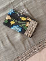 Dark Olive Banarasi tonchoi with pen kalamkari Blouse : D62F022