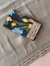 Dark Olive Banarasi tonchoi with pen kalamkari Blouse : D62F022