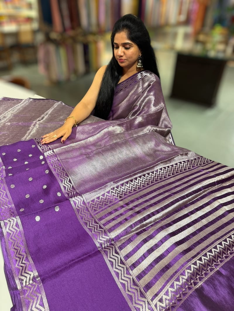 Brinjal Orange Banarasi Brocade Silk Saree SS5078