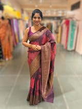 Wine Printed Tussar Tissue Saree SS50453