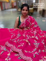 Pink Pure Organza with petite point embroidery: S62F171