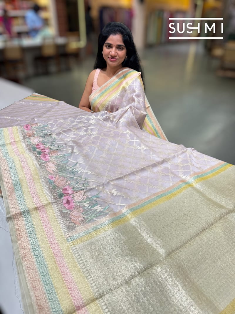Lilac Designer Kora Banarasi Saree: S62F229