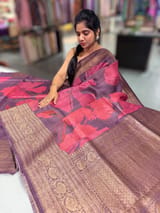 Wine Printed Tussar Tissue Saree SS50453