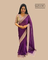 Purple DesignerOrganza saree SS50249