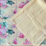 Pure lenin saree with statement Pichwai Print