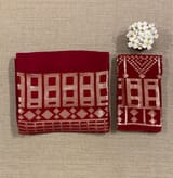 Meroonish Red pure Satin Saree with designer sequence border and blouse SS5038