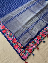 Mysore Silk Saree with petitepoint embroidery S62109