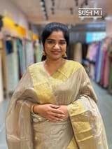 Taupe Grey Kanjeevaram Tissue Saree