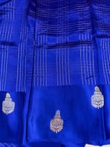 Royal blue checks Poona Silk Saree