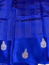 Royal blue checks Poona Silk Saree
