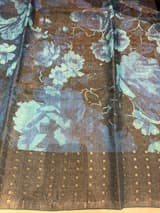 Elephant Grey Printed Tussar Tissue Saree. SS50450
