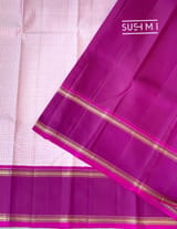 Baby Pink Vinatge checks gap border kanjeevaram saree S62F151
