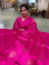 Fuschia Pink Banarasi Handloom Dupion Rawsilk Saree : S62F105
