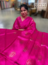Fuschia Pink Banarasi Handloom Dupion Rawsilk Saree : S62F105