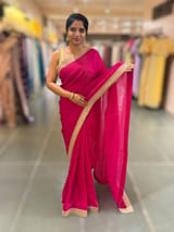 Pink crepe Silk Saree