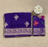 Brinjal Mashru Silk Saree with Paithani inspired embroidered blouse SS50574