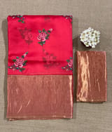 Pinkish Red Organza Saree with pure Tissue Border SS50293