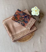 Rust Orange  Banarasi tonchoi with pen kalamkari Blouse : D62F021