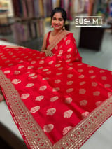 Red Designer Banarasi Silk Saree