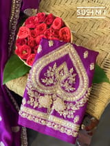 Purple Banarasi Silk Saree with Handwork D62F001