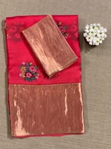 Pinkish Red Organza Saree with pure Tissue Border SS50293