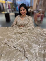 Nude tissue saree with heavy allover intricate handwork SS50243