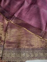 Wine kora Muslin Tissue fusion saree SS50204