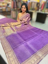 Purple kora Muslin Tissue fusion saree SS50206