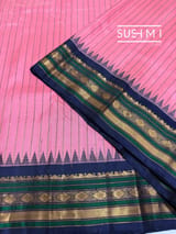 Salmon Pink vintage stripes Gadwal Silk Saree : S62F211