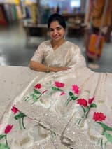 Silver Tissue Designer Saree with heavy handwork and embroidery SS50241