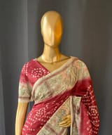 Maroon Pure Handloom Tussar Saree
